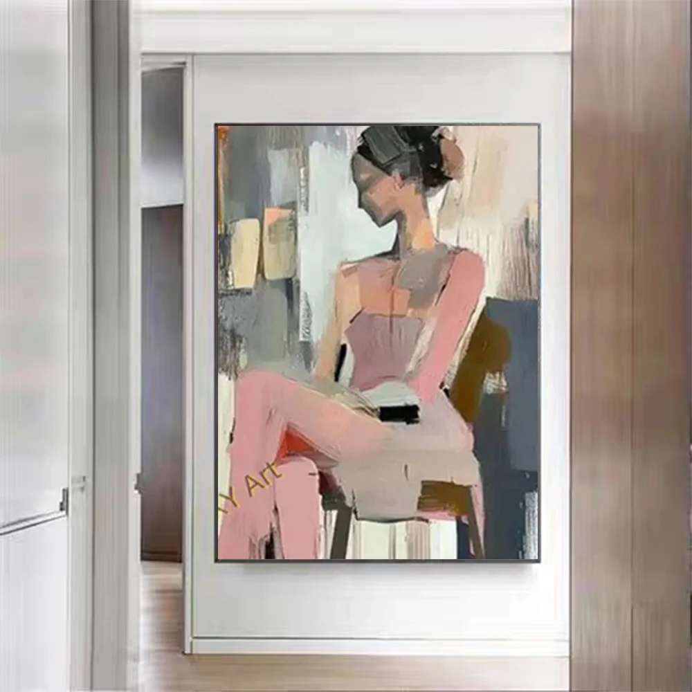 

100% Handmade African Girl Oil Painting On Canvas Artwork Abstract Figure Woman Wall Paintings Decor Living Room Art Trim