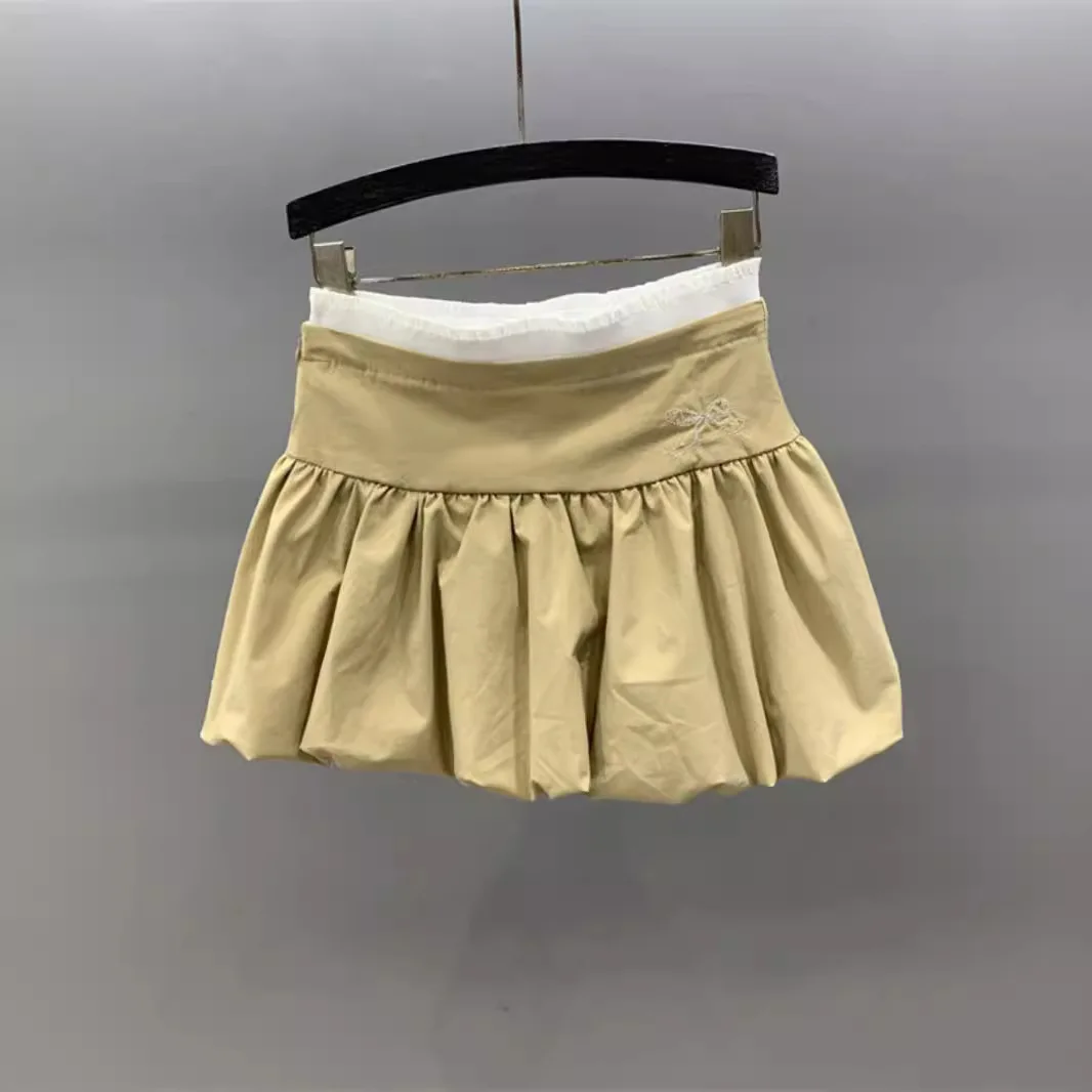 ZOCI-Jupe courte taille haute pour fille, design plissé épissé, bourgeon de fleur moelleux de niche, ligne A décontractée, nouveau, été, 2024