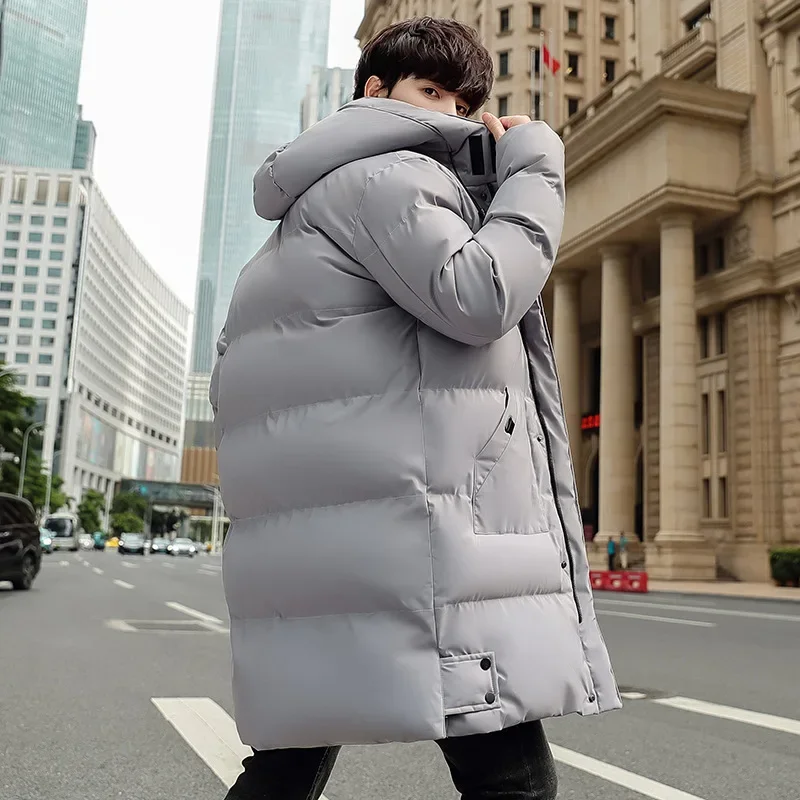 Cotton-padded Men's Medium Long Autumn and Winter Plus Fat Size Down Padded Jacket with Thick Warm Cotton-padded Jacket