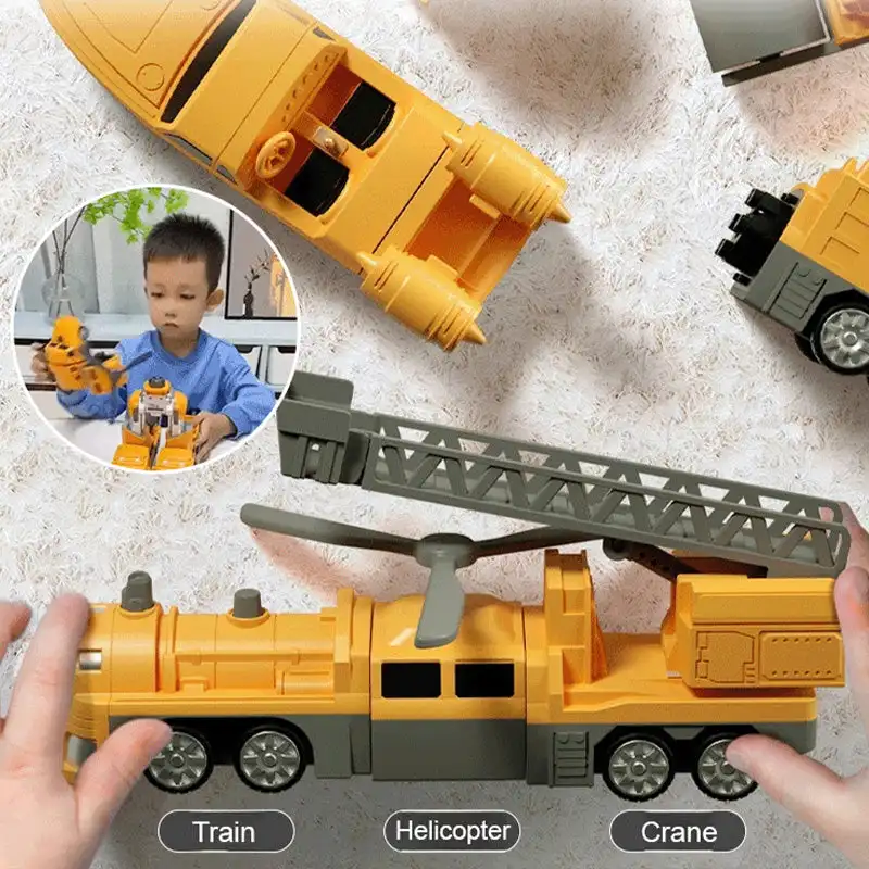 Magnetic Deformation Robot Engineering Car Excavator Mixer Truck Children's Multi-functional Combination Transform Robot Toy