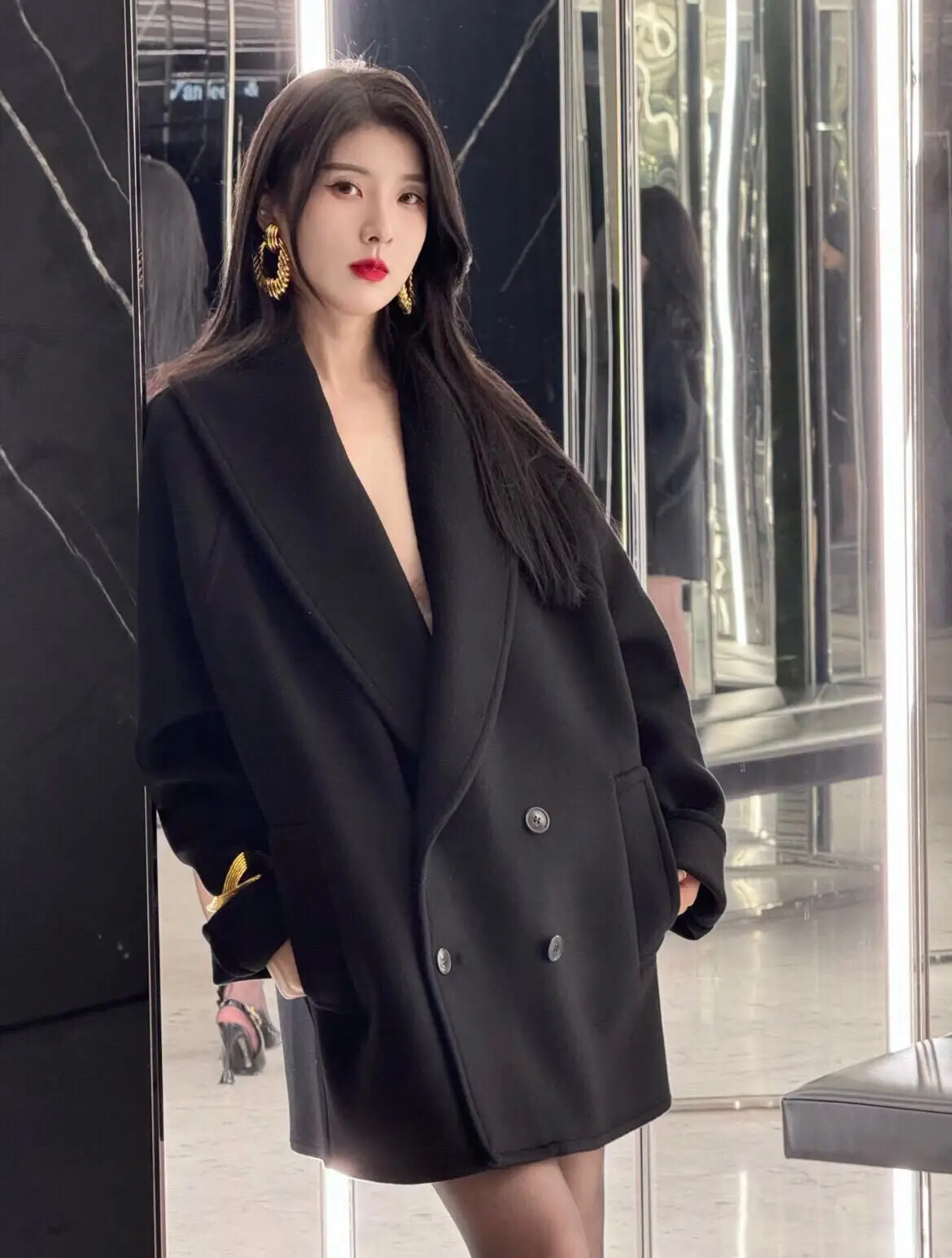 

25 Winter New Women's Oversized Double Breasted Wool Blend Coat - Soft Warm Trench Coat, Casual Chic Loose Fit Jacket for Women