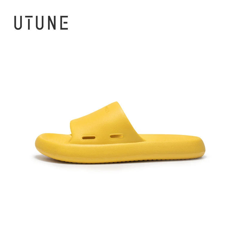 UTUNE Light Weight Eva Sandals Slides For Women Men Bathroom Slippers For Shower Summer Flat Shoes Non-slip Couple Soft Pink