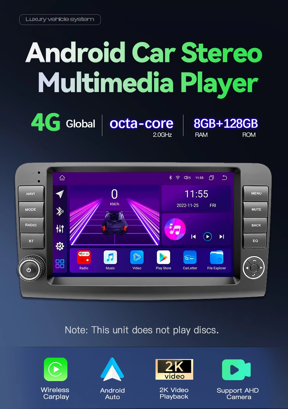 2 Din Android 14 Car Screen For Mercedes Benz M CLASS ML W164 X164 ML350 ML300 GL500 ML320 ML280 GL350 GL450 Radio Multimedia 4G