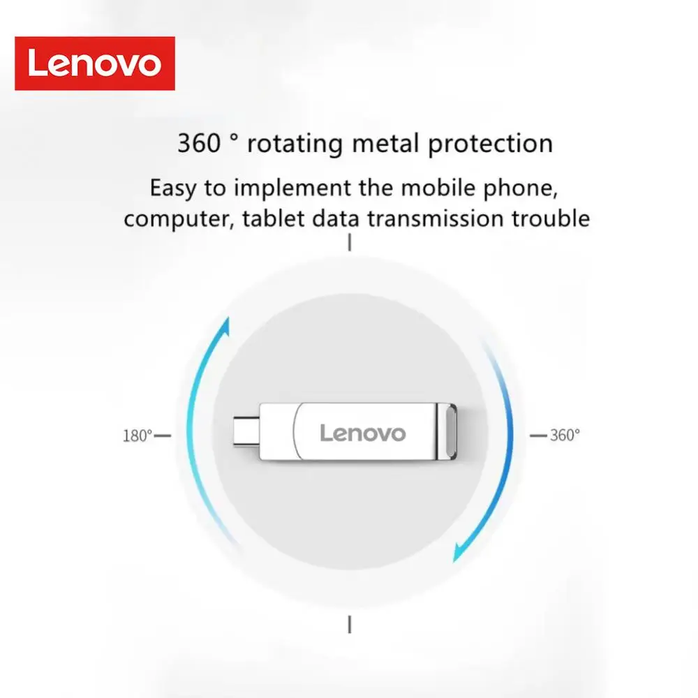 Lenovo-unidad Flash USB 3,0, Pendrive 2 en 1 de alta velocidad, dispositivo de almacenamiento de 512GB, 256GB, 128GB, tipo c, para ordenador de mesa y portátil, 1TB/2TB