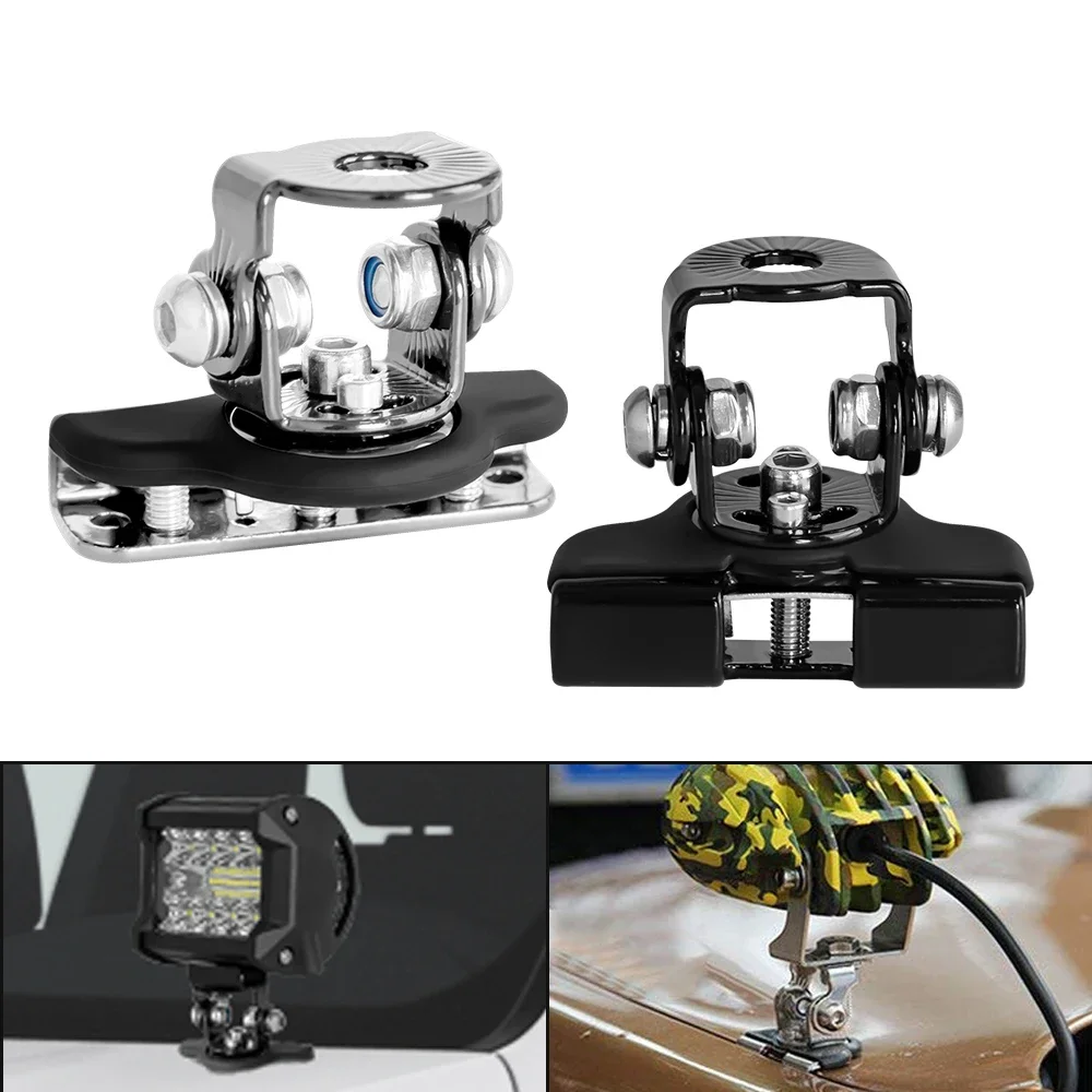 2pcs/set Car Mount Work Light Bracket Clamp Stainless Steel Pillar Hood Offroad Led Work Light Bar Holder Accessories Universal