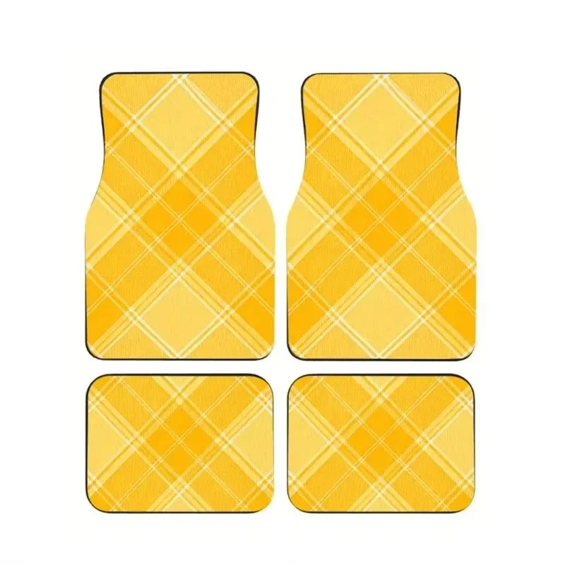 4-teiliger GTI Tartan Autofußmatten-Satz aus Polyesterfaser für die meisten Modelle, rutschfest, schmutzabweisend, langlebig, Vorder- und Hintermatten-Set, Auto-Zubehör – Detail 10