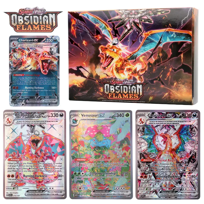 60/100Pcs Pokemon Cards New EX Obsidian Flames Titanium crystal Charizard Pokemon Cards English Version