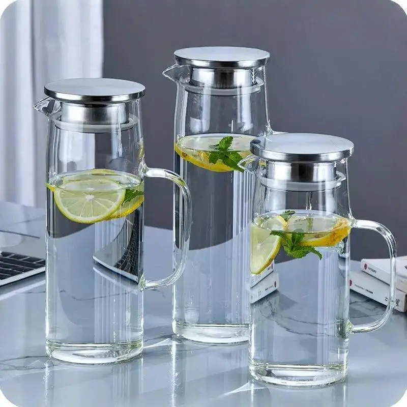 1L/1.2L/1.5LNordic Minimalist High Borosilicate Heat-Resistant Glass Pitcher Heat Cold Resistant Water Kettle With Filter