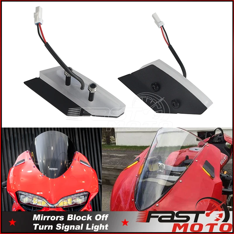 

Front Turn Signal Light for Ducati 959/1299 Panigale 959 1299 Mirror Block Off LED Turn Signal Blinker Flasher Flush Mount 15-up