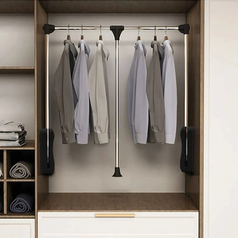 Wardrobe Lifting Clothes Rail Clothes Hanger Damping Buffer Hanger Wardrobe Multifunctional Hardware Rod Load-bearing 12kg