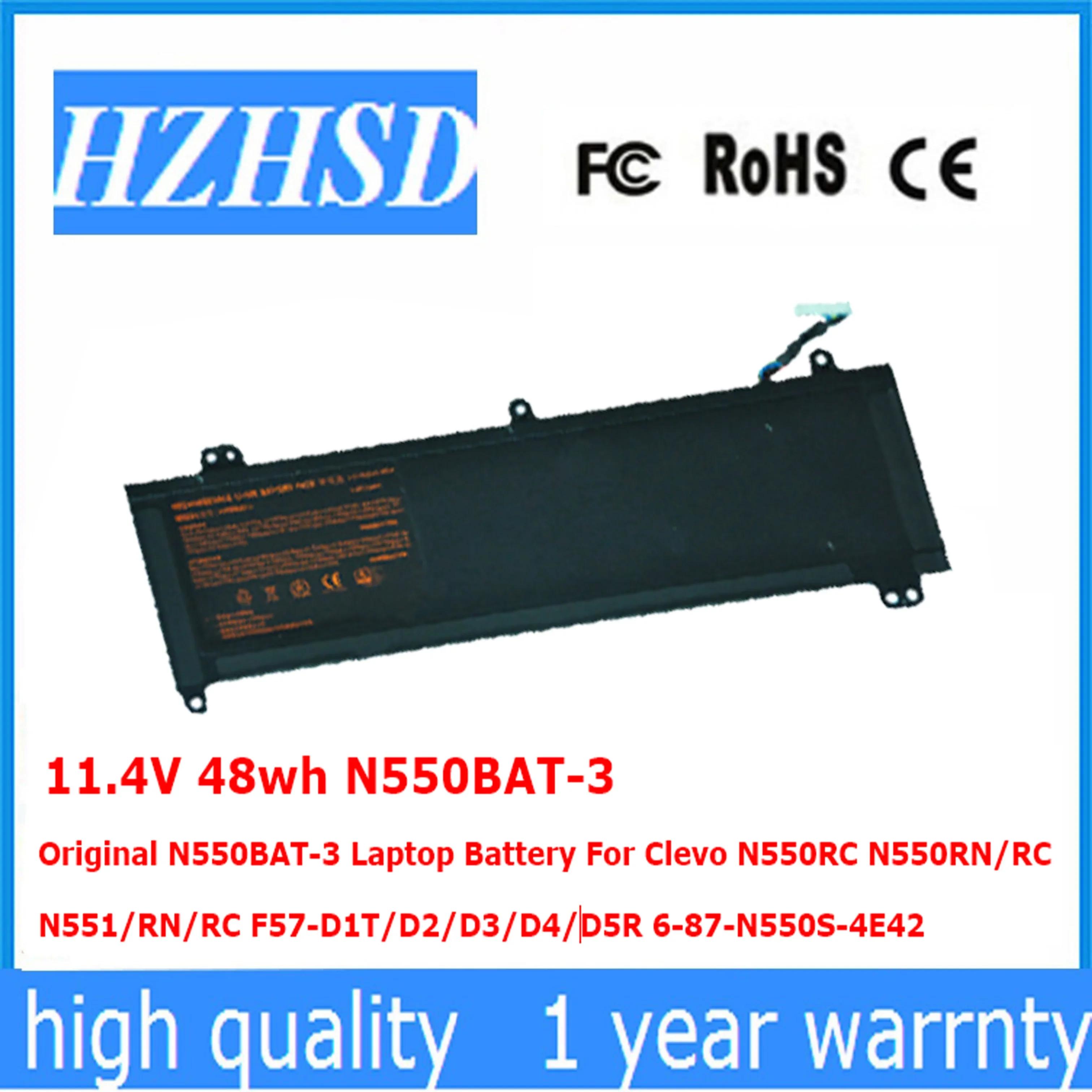 11.4V 48wh N550BAT-3 Original N550BAT-3 Laptop Battery For Clevo N550RC N550RN/RC N551/RN/RC F57-D1/D2/D3/D4/D5R 6-87-N550S-4E42