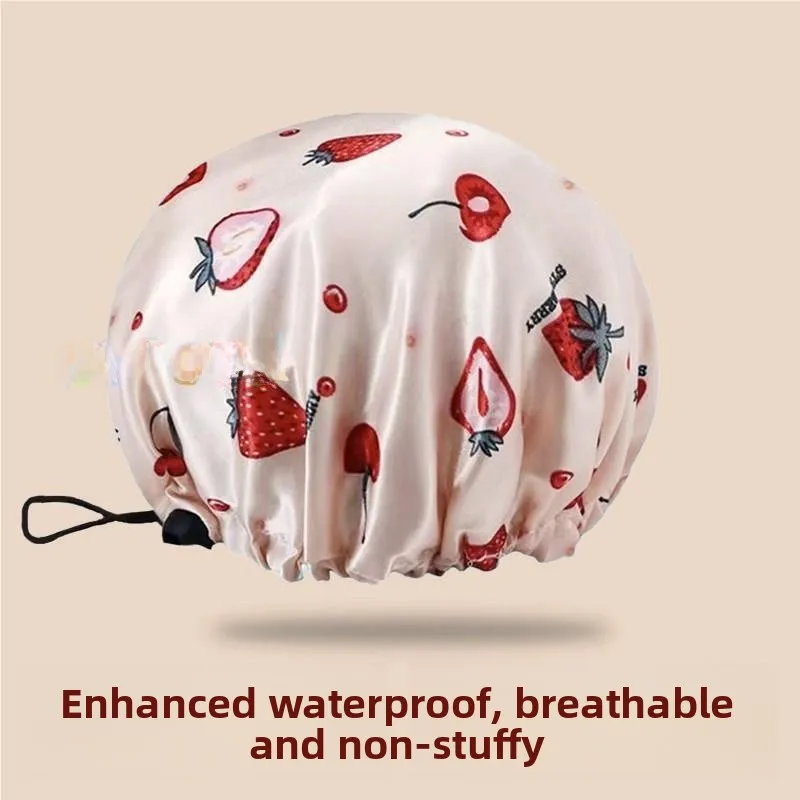 

Утолщенная водонепроницаемая шапочка для душа для женщин, регулируемый размер, большая, двухслойная, для домашнего использования, взрослый размер