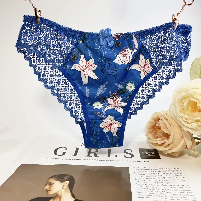 Floral Embroidery Lace Panties Women Briefs Sexy Hollow Out Bow Lingerie Female Underwear Ladies Breathable Underpants