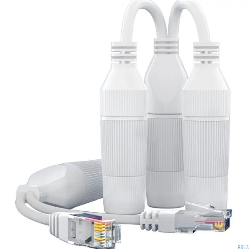 R91A Waterproof PoE Combiner Splitter Adapter Ethernet Splitter 1 to 2 Adapter Simultaneous Online Separator ABS-material