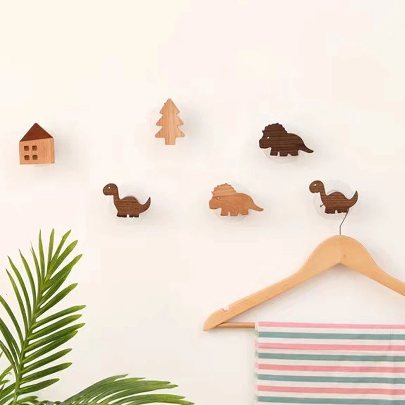 Wall Mounted Wood Hook Natural Wooden Clothes Hook Key Hat Scarf Handbag Holder Bathroom Storage Accessories Decorative Hook