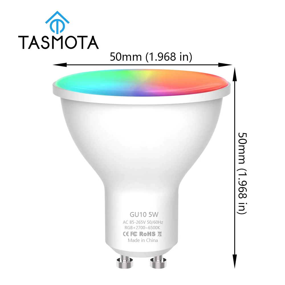 Tasmota-WiFi GU10 كشاف ذكي ، 5 واط ، مناسب لغرفة النوم والدراسة