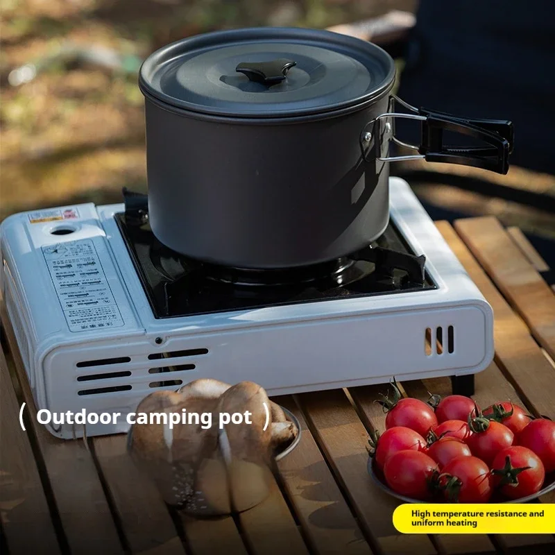 Outdoor Camping Pot Picnic Cooking Soup Pot Picnic Large Capacity Non-slip Handle Heat Insulation Camping Picnic Tool Accsesory