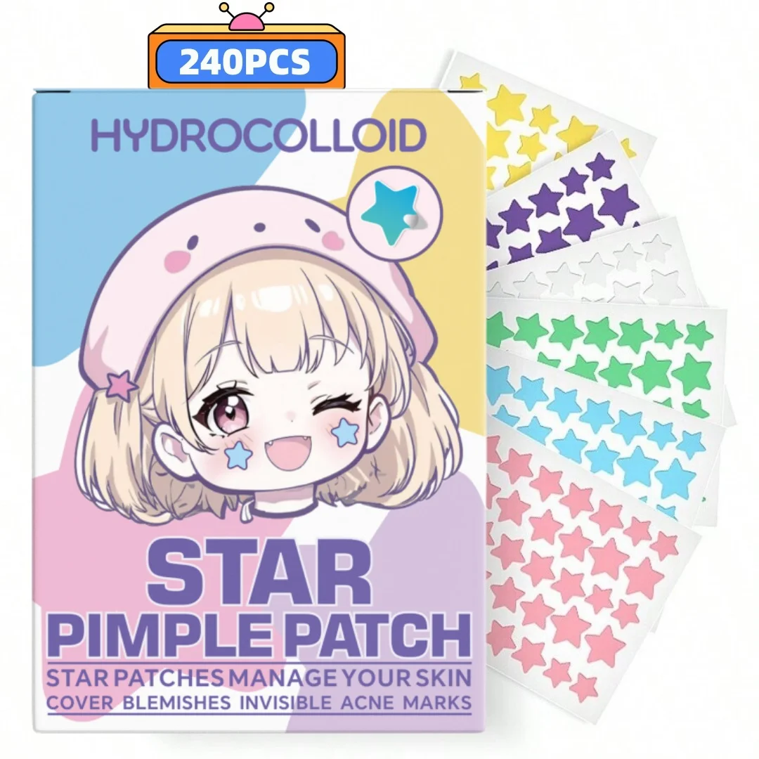 240pcsStar-shaped multi-color concealer sticker, star-shaped acne sticker, waterproof and breathable, daily facial use