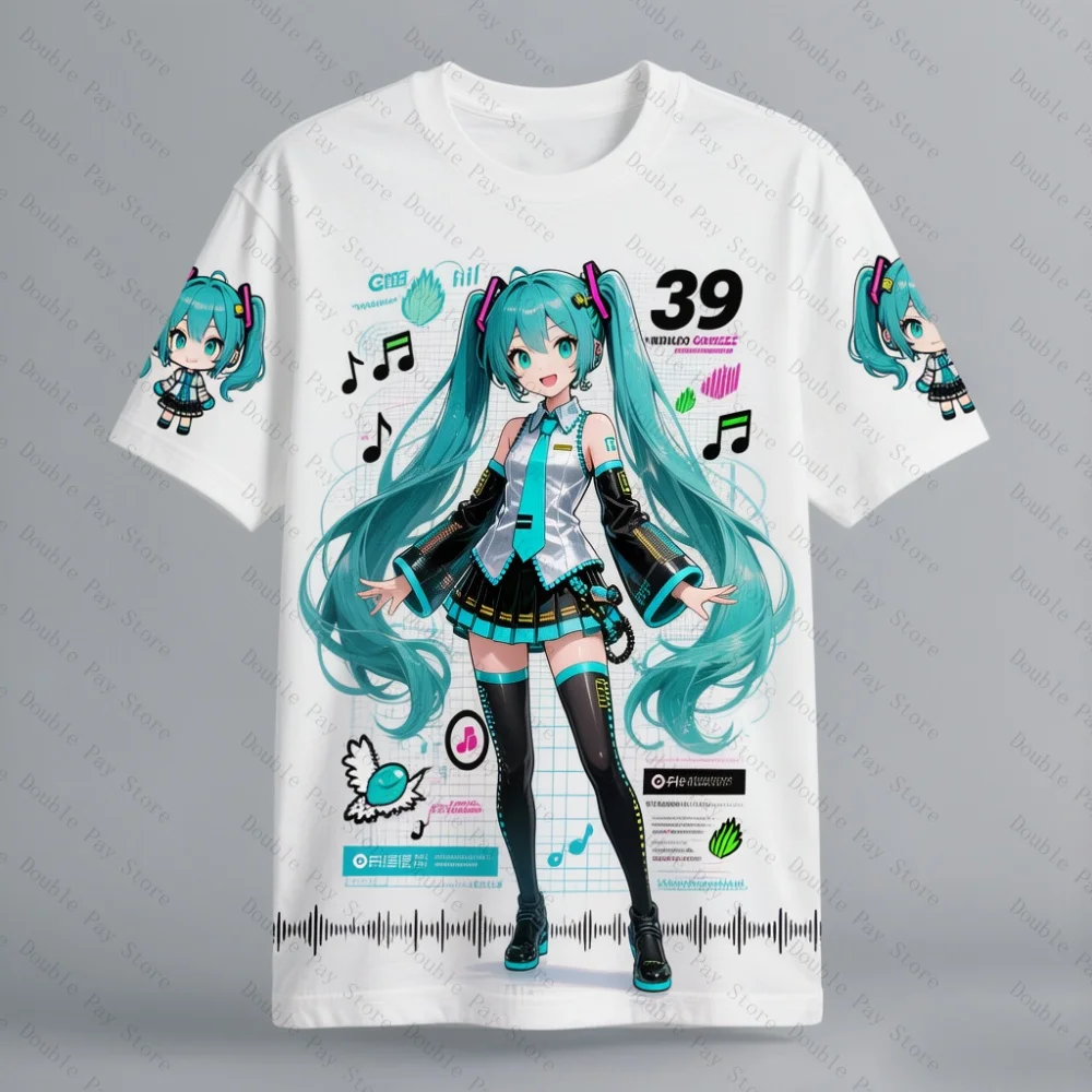 2026 Hatsune Miku Cosplay T-Shirt Anime Miku Memorable Moments Graphic Tee for Men's Shirts Casual Kids Short Sleeve Tops