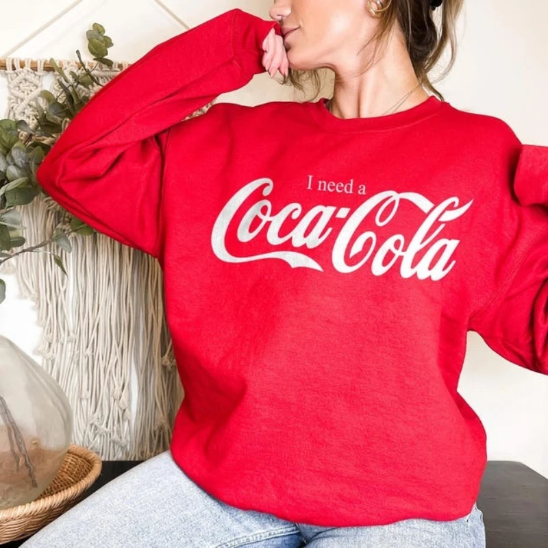 

Unisex I Need A Cola Logo Autumn and Winter Sweatshirt Coke Lover Hoodie Gift for Matching Hoodies Long Sleeve Casual Pullover