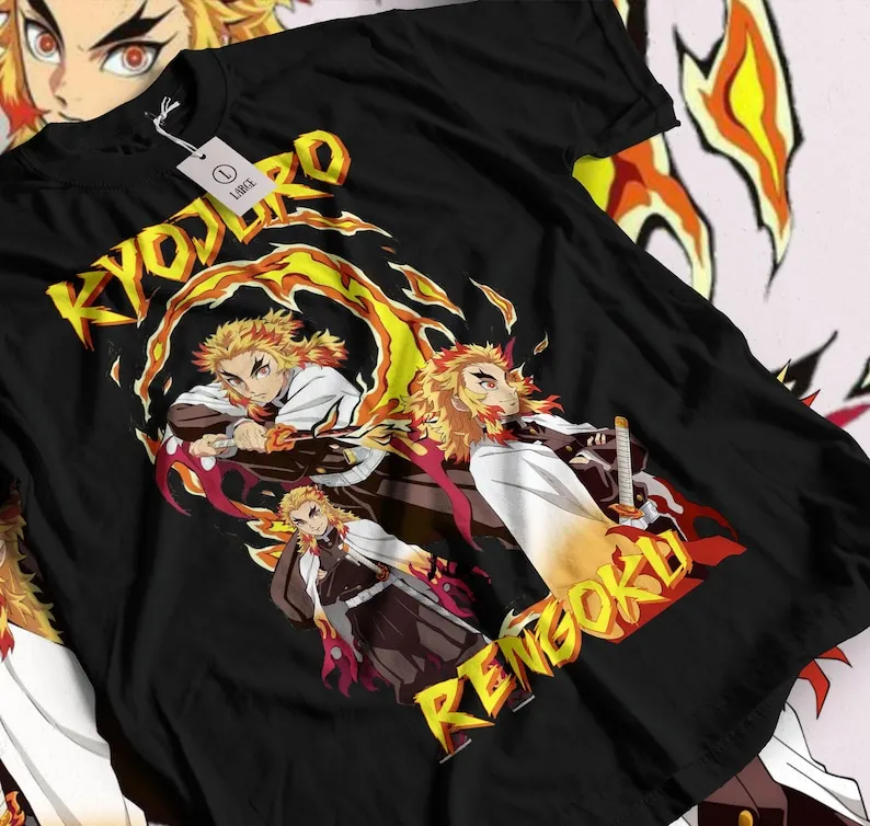 Rengoku Demon  Slayer T-shirt Unisex  Shirt, Graphic Anime Tee, Manga Shirt