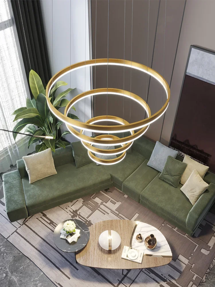 

Modern Pendant Lamp Led Rings Circle Ceiling Hanging Chandelier Black Loft Living Dining Room Kitchen Indoor Lighting Fixture