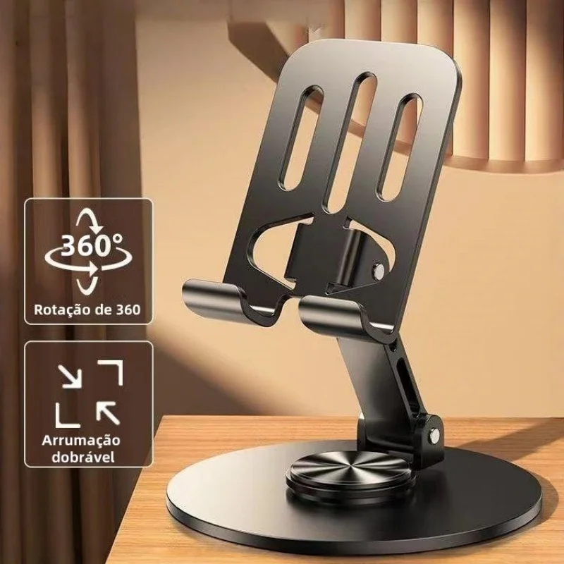 Suporte Alumínio de Mesa Base Giratória Ajustável 360º Para Smartphones e Tablets
