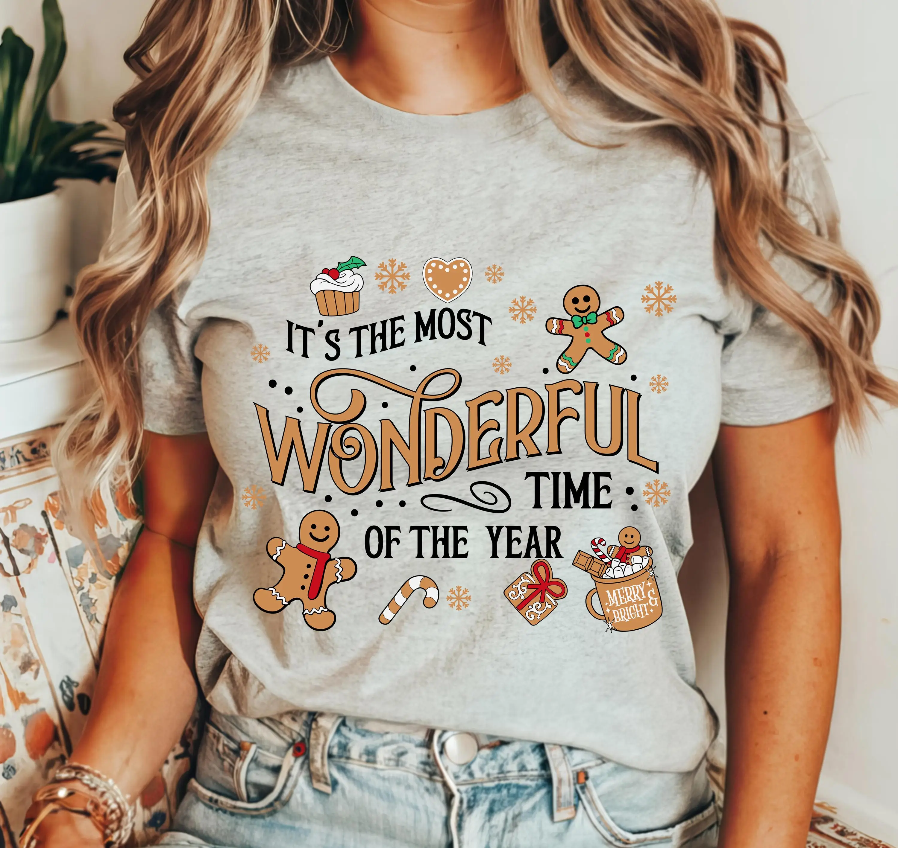 

Рождественская футболка It s The Most Wonderful Time Of Year, милая толстовка с пряниками