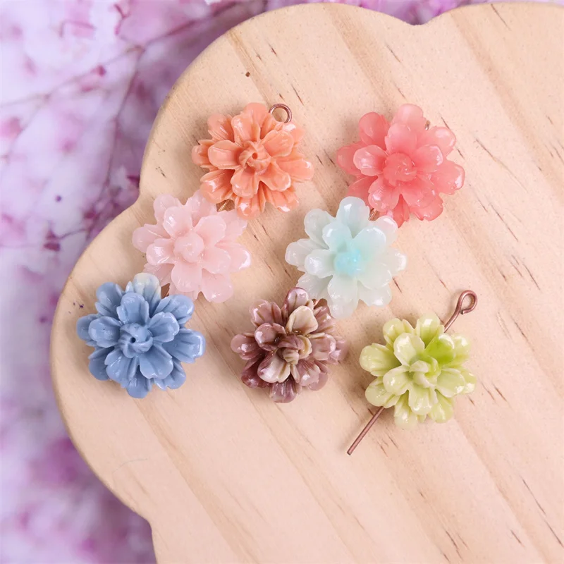 

New arrived 50pcs/lot 16*9mm color print cartoon flowers shape shell beads with holes diy jewelry garment hair accessory