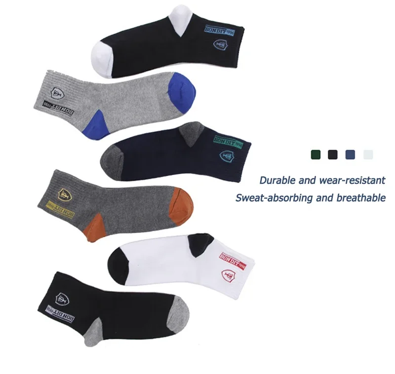 5 Pair Bamboo Fiber Autumn Winter Men Socks Breathable Cotton Sports Sock Breathable Deodorant Business Socks Plus Size 38-47