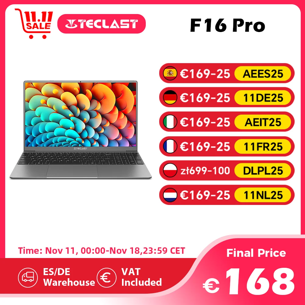 TECLAST F16Pro Laptop 15.6 inch, 16GB RAM 512GB SSD Computers, for Intel N95 CPU, IPS FHD 1080P Screen, WiFi 6, BT 5.0, USB3.2, Backlit Keyboard, 38000mWh