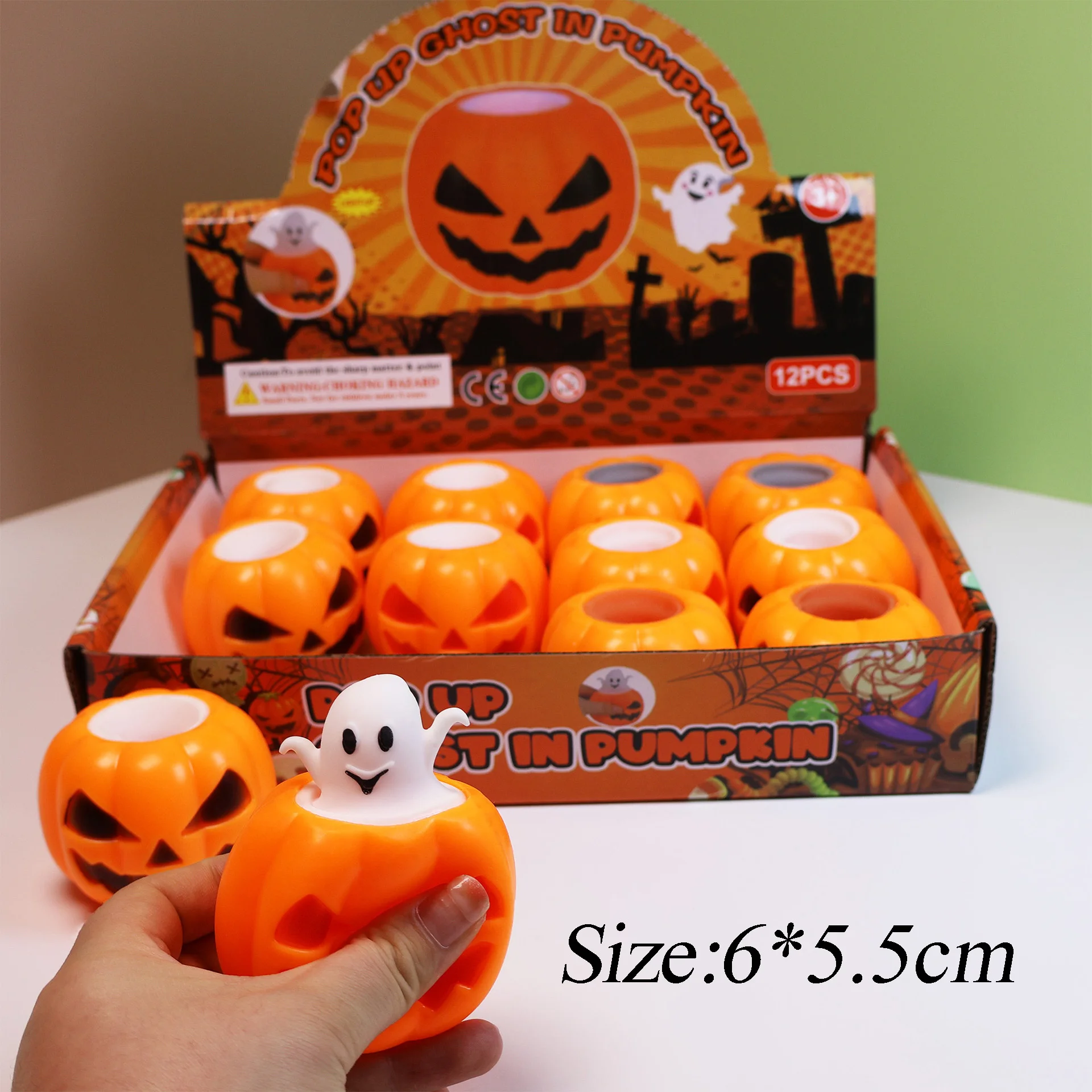 2024 Halloween Pumpkin Ghost Toy for Chilren Halloween Pumpkin Ghost Elasticity Toy Vent Toys Self-Closing Toys Kids Festival