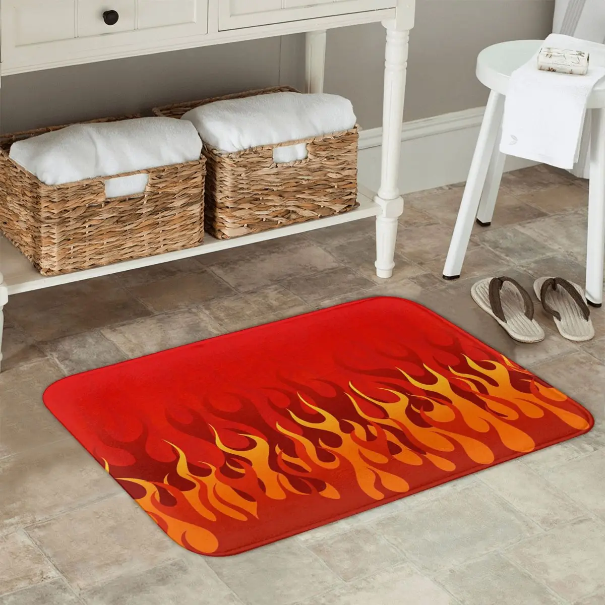 Fire Design Anti-slip Doormat Floor Mat Washable Carpet Rug for Kitchen Entrance Home Balcony Footpad Mats