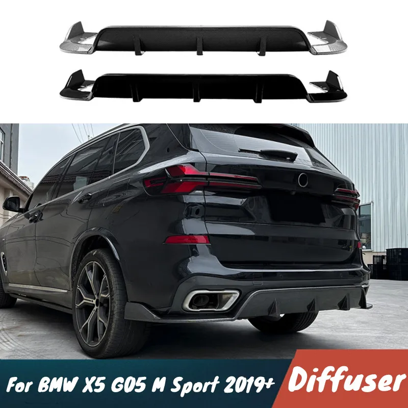

Для BMW X5 G05 M Sport 2019+ Автомобильный диффузор заднего бампера, направляющая пластина потока, черный карбоновый комплект кузова, аксессуары для внешней тюнинга