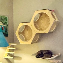 Wall mounted Cat Wall Hammock Houses Frame Solid Wood Wall Furniture Combination Perches Cats Climbing Tree For Play and Rest