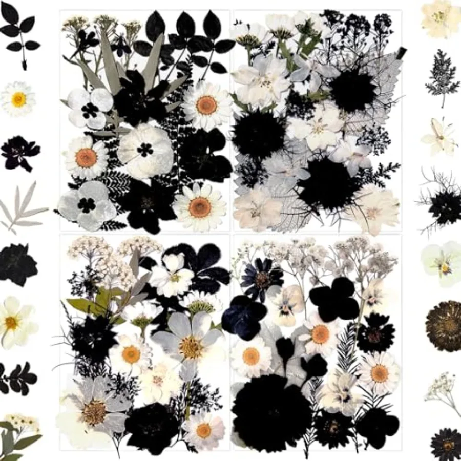 

90Pcs Black Pressed Dried Flowers for Resin Molds Real Natural Bulk Dry Floral Leave for DIY Art Crafts Epoxy Jewelry Candle So