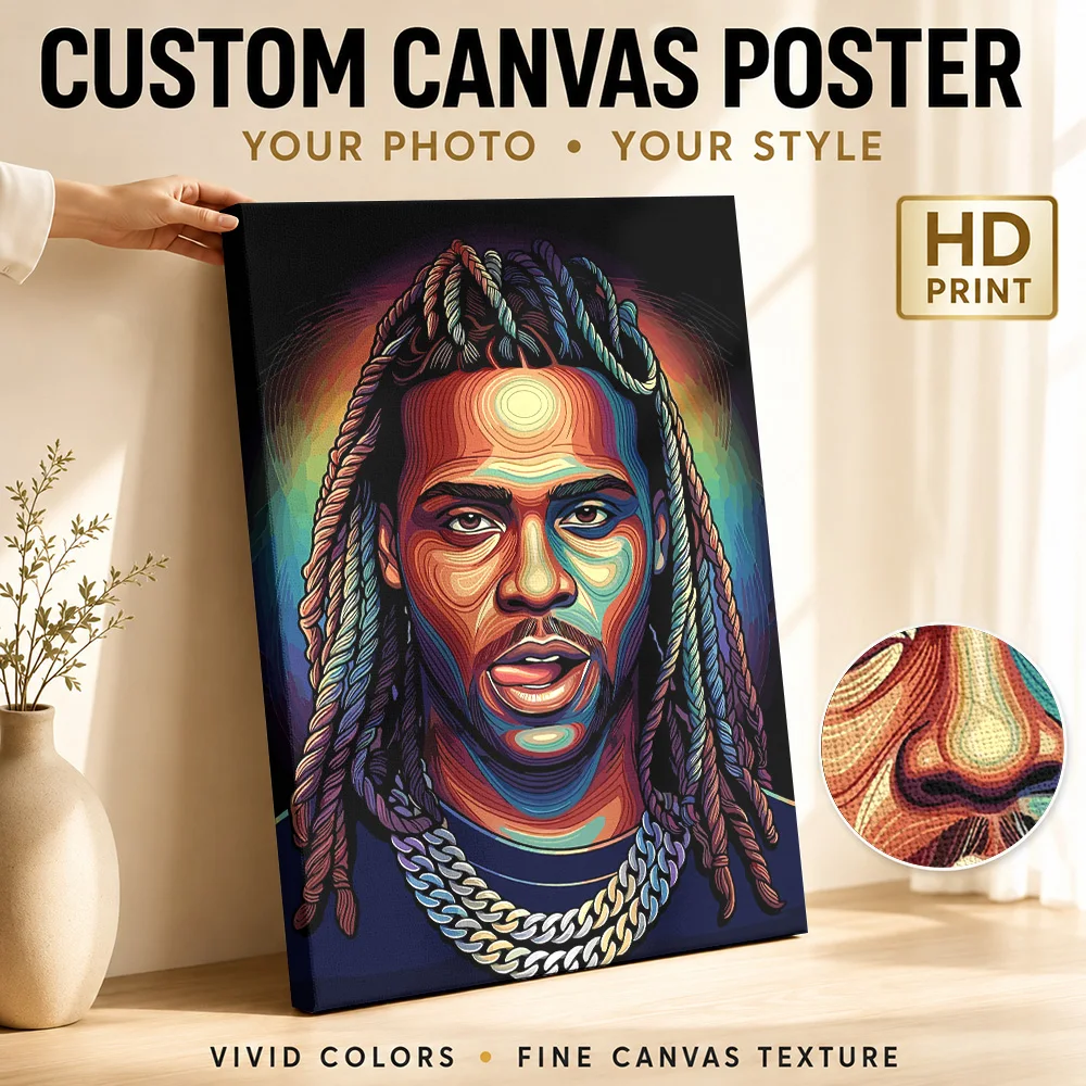 Colorful Portrait of a Chief Keef Canvas Painting Poster Custom Modern Aesthetic Canvas Wall Art for Living Room Bedroom Decor