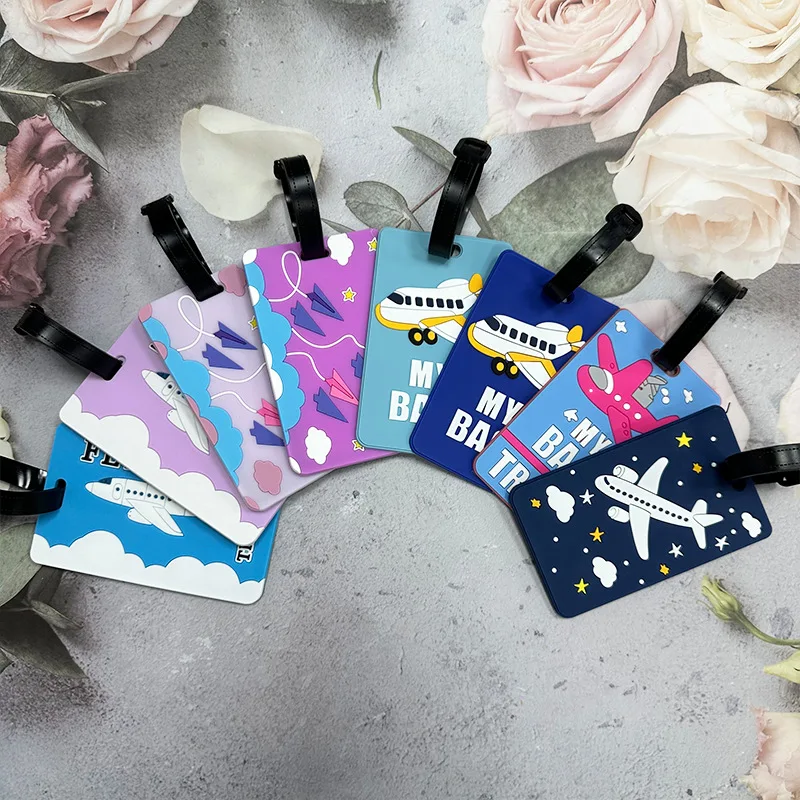 

2025 New PVC Luggage Tag Travel Aircraft Luggage Identification Anti Loss Luggage Tags Suitcase Tag Holiday Travel Accessories