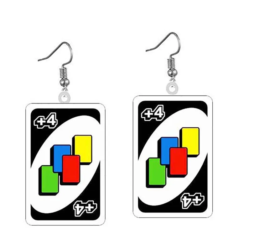 Acrylic Earrings Two-sided Rectangle Drop Earrings Magic Poker Game Card Crafts Dangle Acrylic Jewelry for Girl Woman Gift