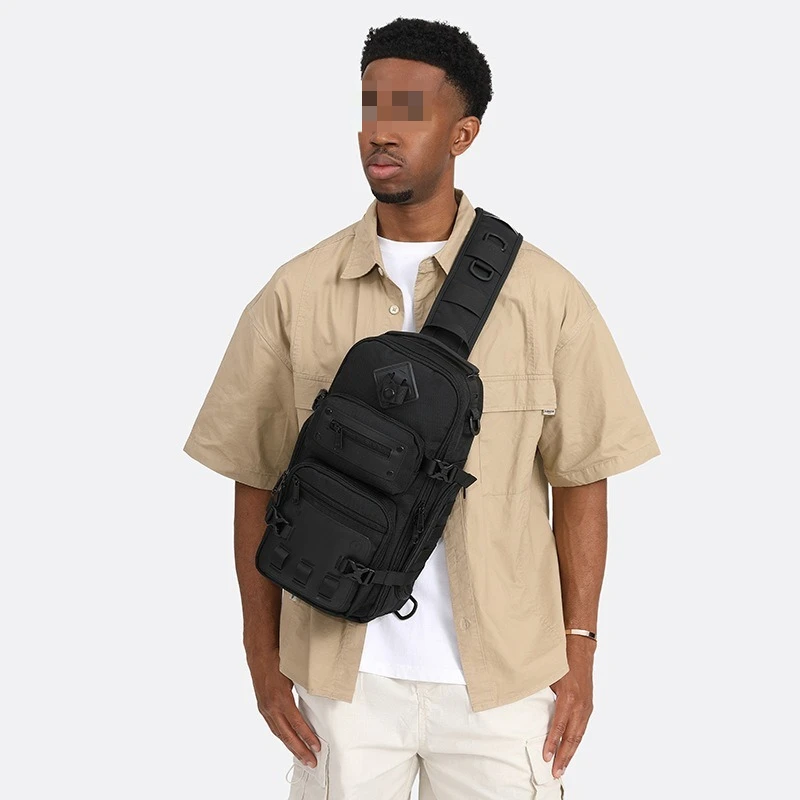 Breast bag men's high-end messenger bag, large-capacity waterproof multi-functional tactical men's shoulder bag