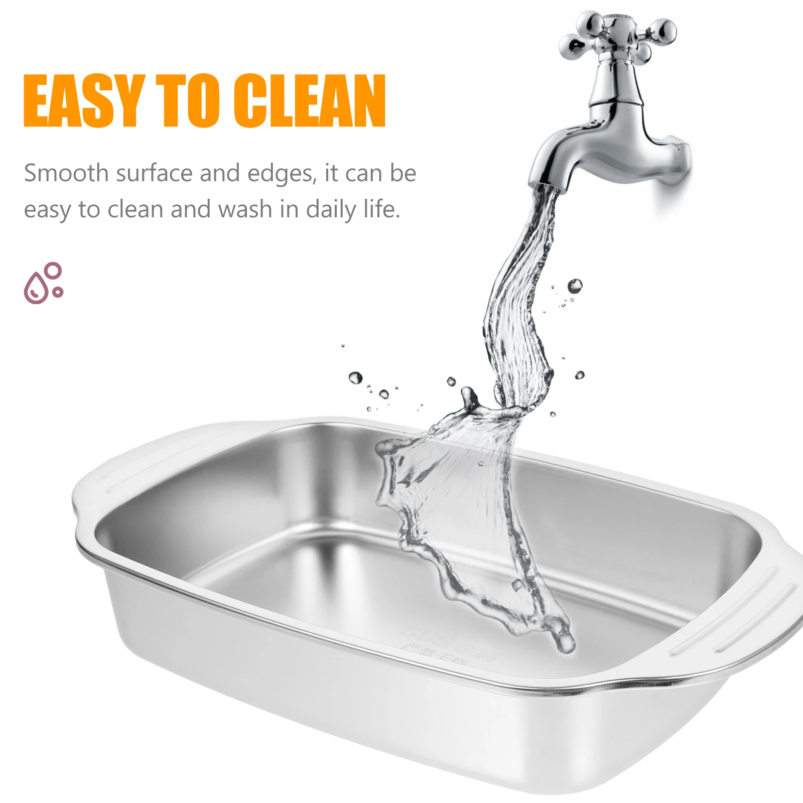 

1pc Stainless Steel Roasting Pan For Fish Grilling Rectangular Baking Tray Kitchen Bbq Cooking Dish Oven Safe Serving Plate