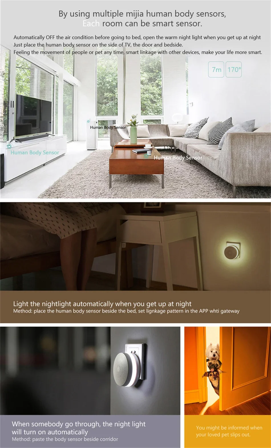 Aqara Motion Sensor Smart Human Body Sensor Body Movement ZigBee Motion Wireless Connection Smart home for Homekit Mijia Mi Home