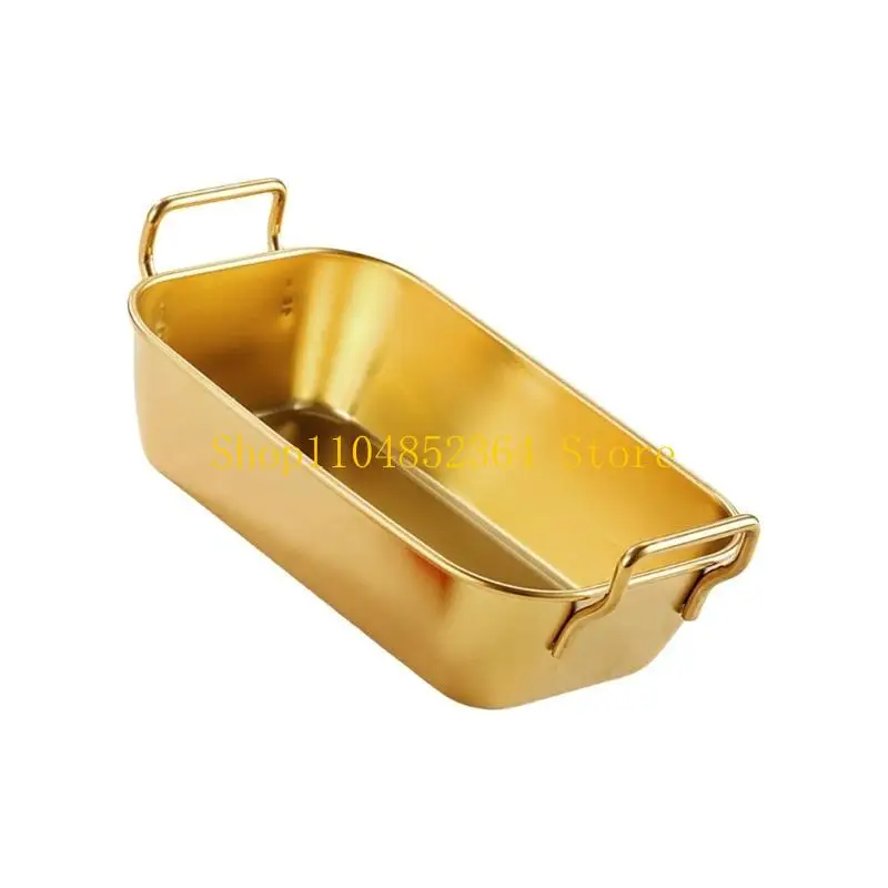 652F Durable Stainless Steel Toddler Plates Crack Resistant Square Dishes Safe Dinnerwares Suitable for Baking and Camping