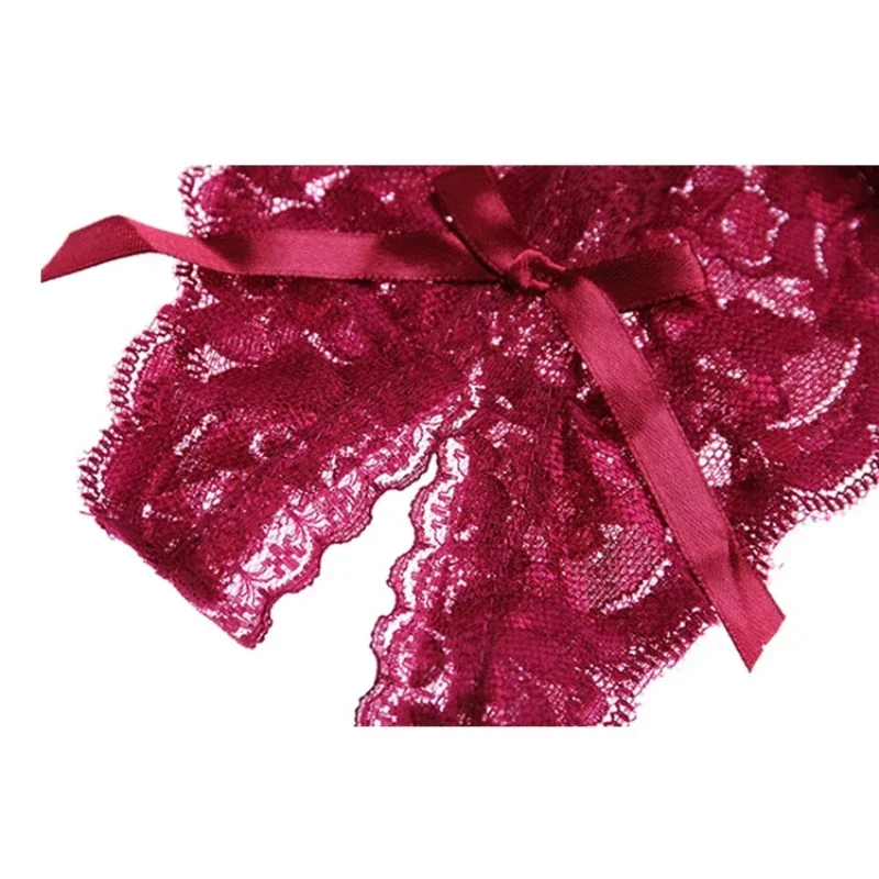 Lingerie sexy Mutandine da donna Apertura sul cavallo Perizoma trasparente Perizoma Solido Bowknot Intimo per donna Donna Mutandine di pizzo
