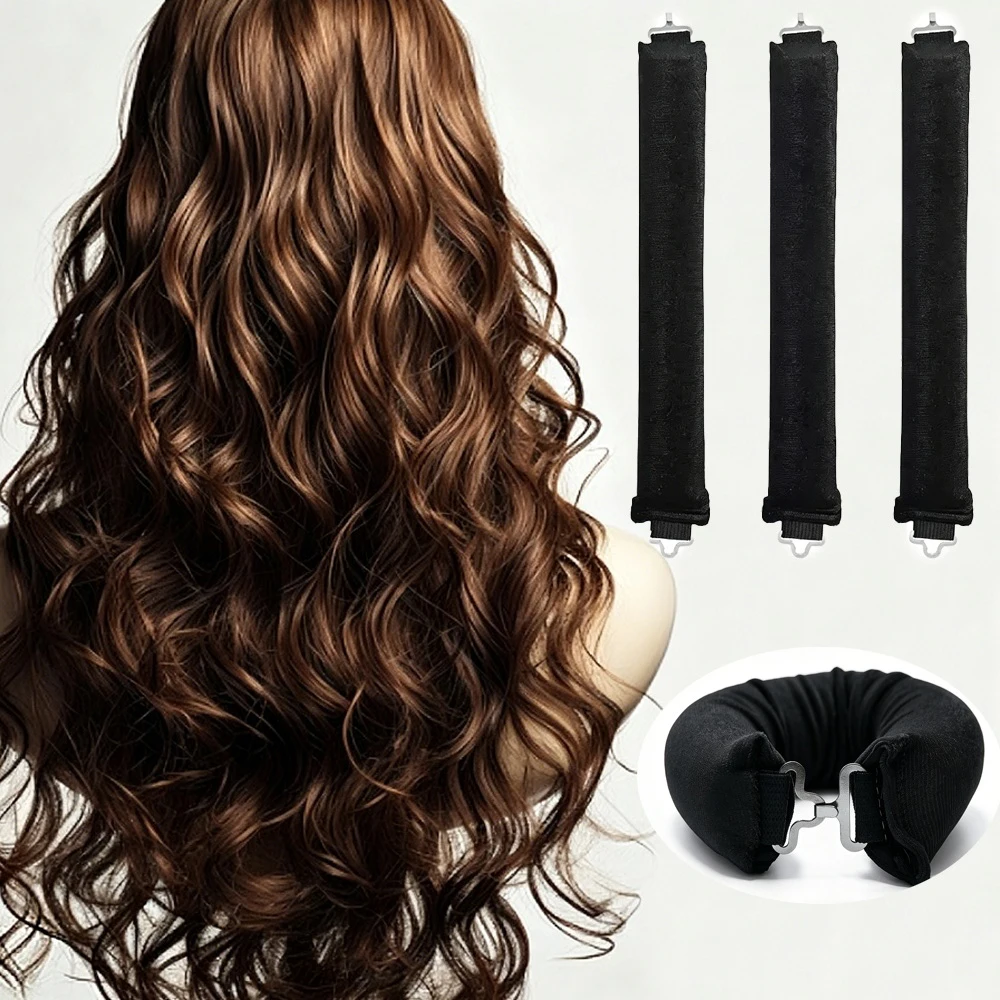 Heatless Hair Curling Rod Headband No Heat Soft Flexi Rollers Lazy Curls with Hook Sleeping Hair Styling Tool for Natural Look
