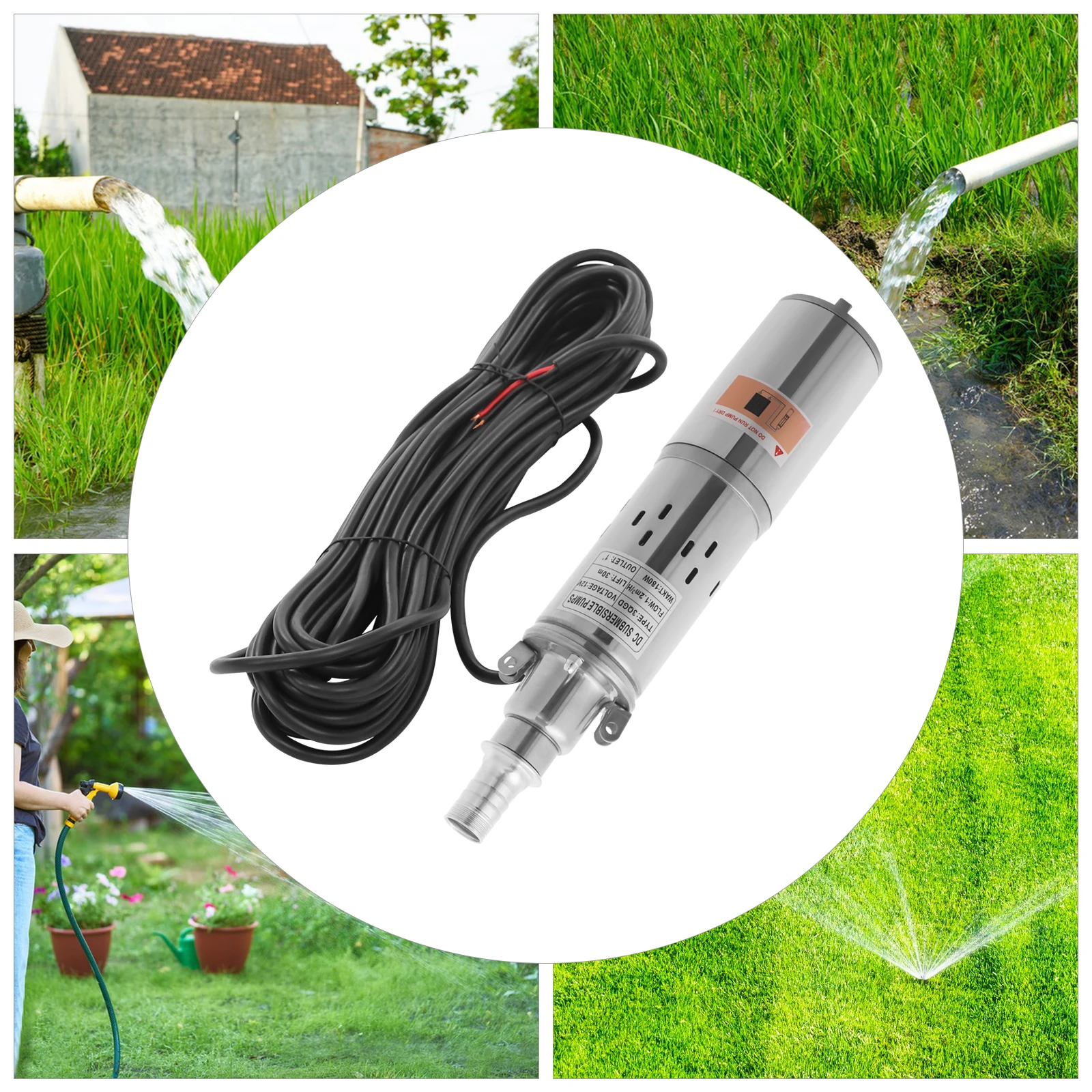 

Погружной насос для глубоких скважин на солнечной энергии 12В, 180Вт, 263,96 гал/ч, для ферм и ранчо