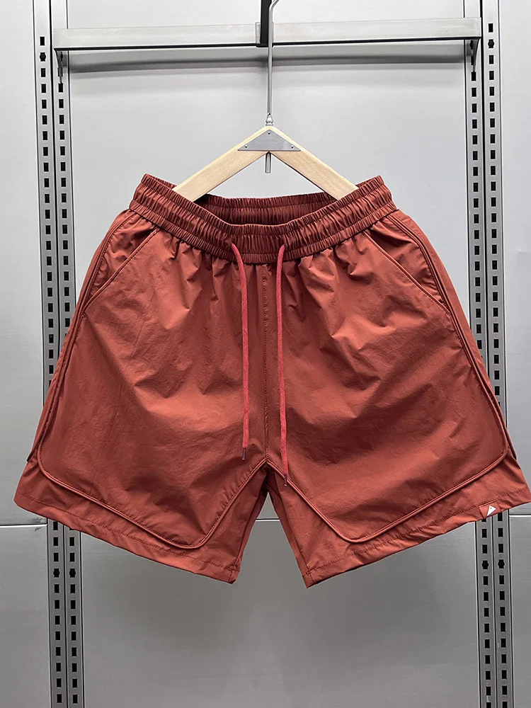 

Мужские спортивные шорты из быстросохнущей ткани с эластичным поясом, свободного кроя, дышащие, летние, повседневные, прямые, средней длины