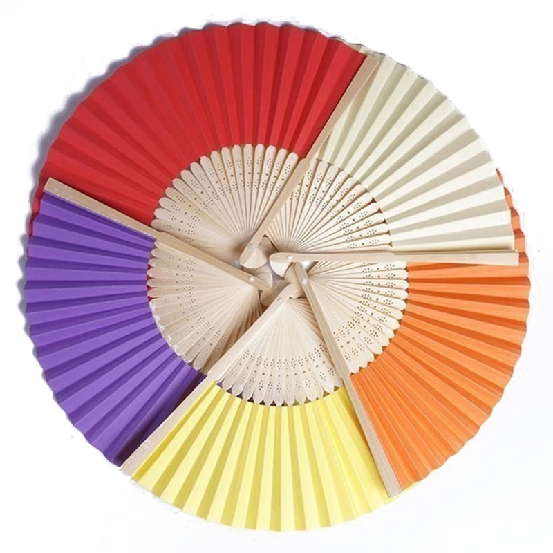 1/5Pcs Hand-Painted Foldable Paper Fan Portable Party Wedding Supplies Chinese Hand Dance Fan Gift Ramadan Decoration 21cm