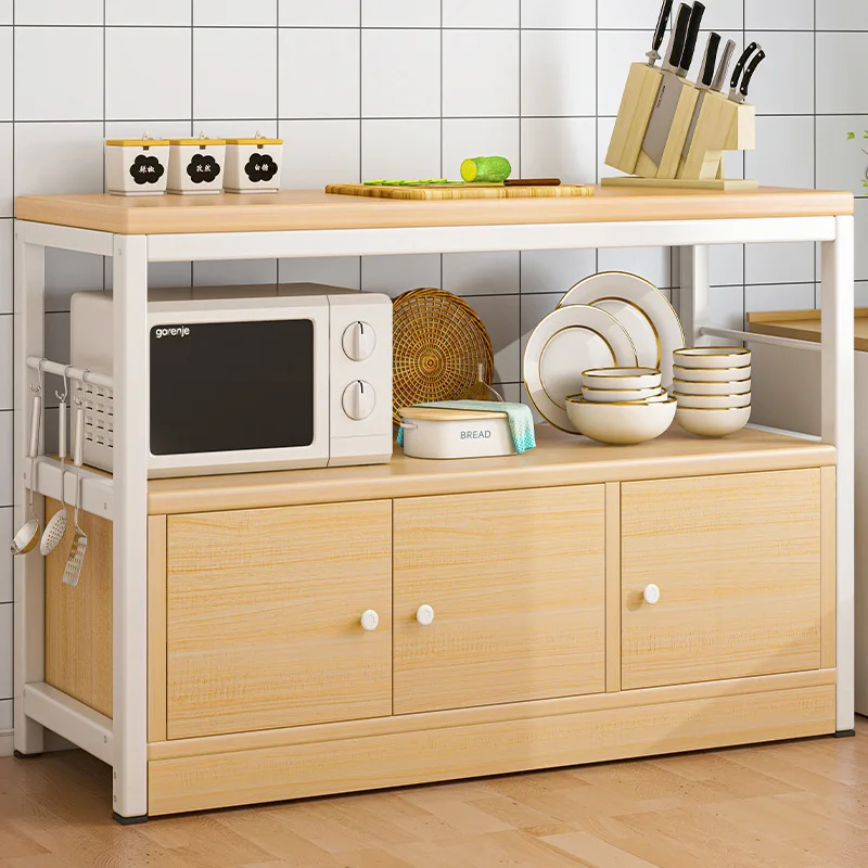 Kitchen Storage Cabinet Floor Standing Multi Tier Wooden Sideboard Buffet Credenza Dining Room Adjustable Shelves Furniture