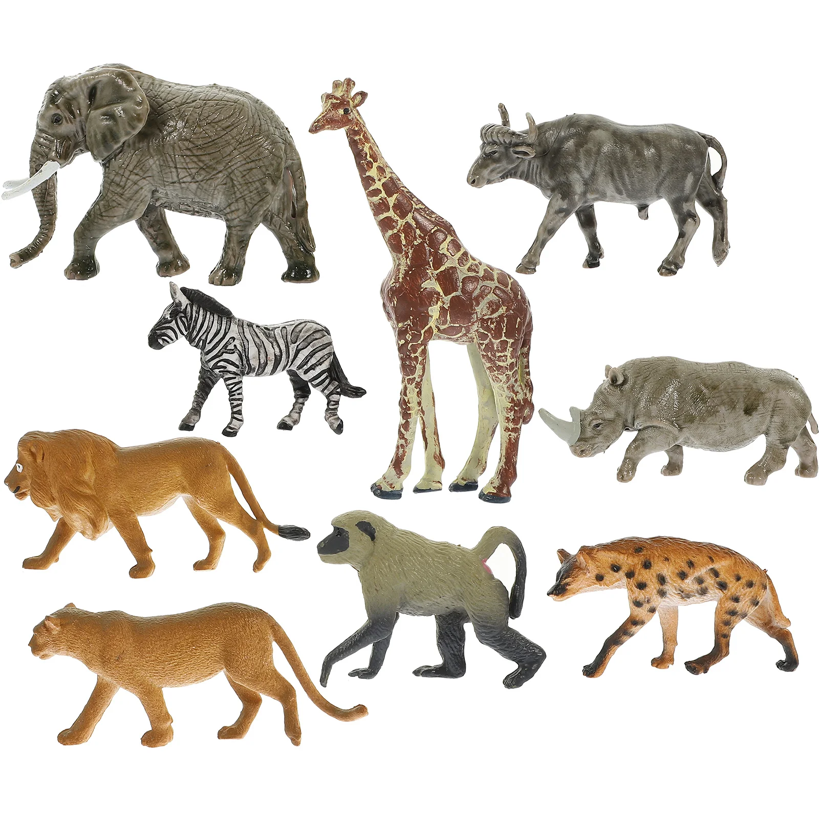 

9 Pcs African Animal Models Mini House Decorations Photo Ornament Wildlife Toys Lion Figurines for Kids Plastic